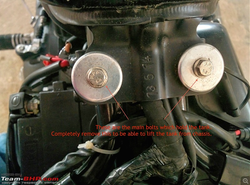 My foray into the biking world - Royal Enfield Thunderbird 500. EDIT: Charger DIY too-1.-removetankstep1tanknuts.jpg