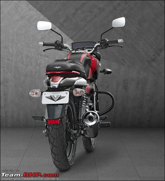 The Bajaj V - A motorcycle made with INS Vikrant's steel-bikeblackrear.jpg