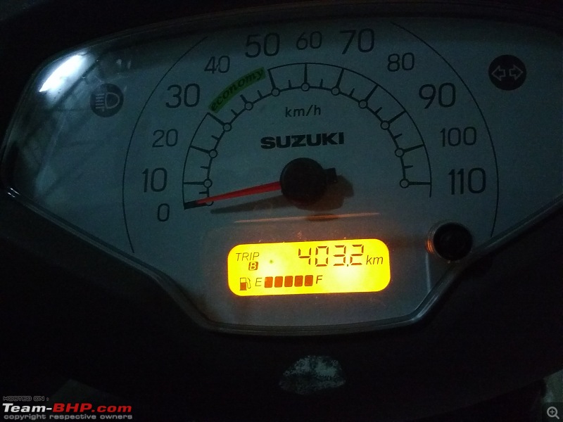 My Milky Bar: Suzuki Access 125 Special Edition. 52 months and 18,000 kms completed!-400-kms-done.jpg