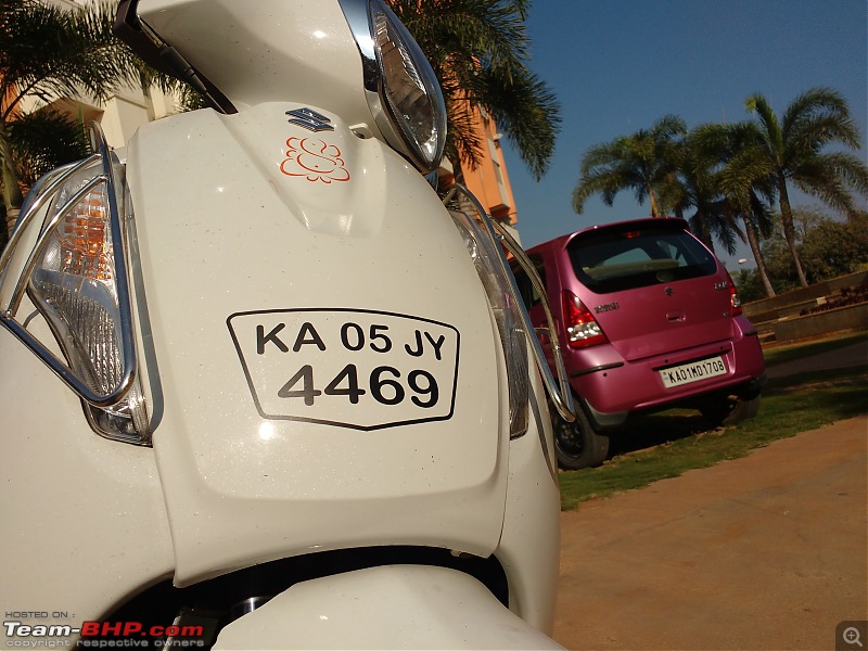 My Milky Bar: Suzuki Access 125 Special Edition. 52 months and 18,000 kms completed!-front-number-plate-stickers.jpg