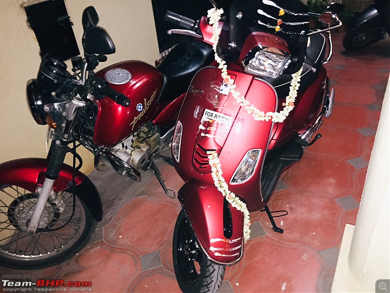 Another Italian joins the stable - Our Matt Red Vespa 150-parked-home.jpg