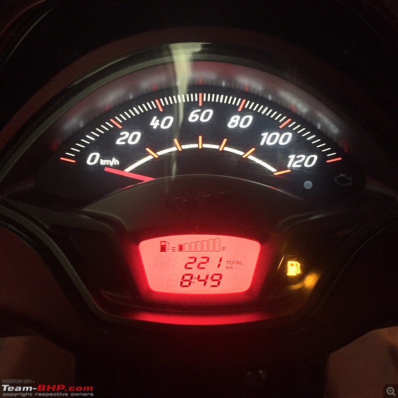 Another Italian joins the stable - Our Matt Red Vespa 150-odometer.jpg