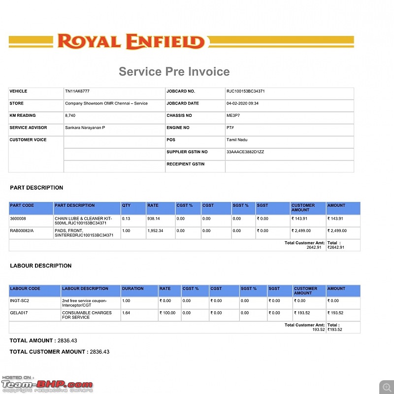 Silver Blitz 650: Royal Enfield Interceptor Ownership Review-2nd-service-bill-img1.jpg