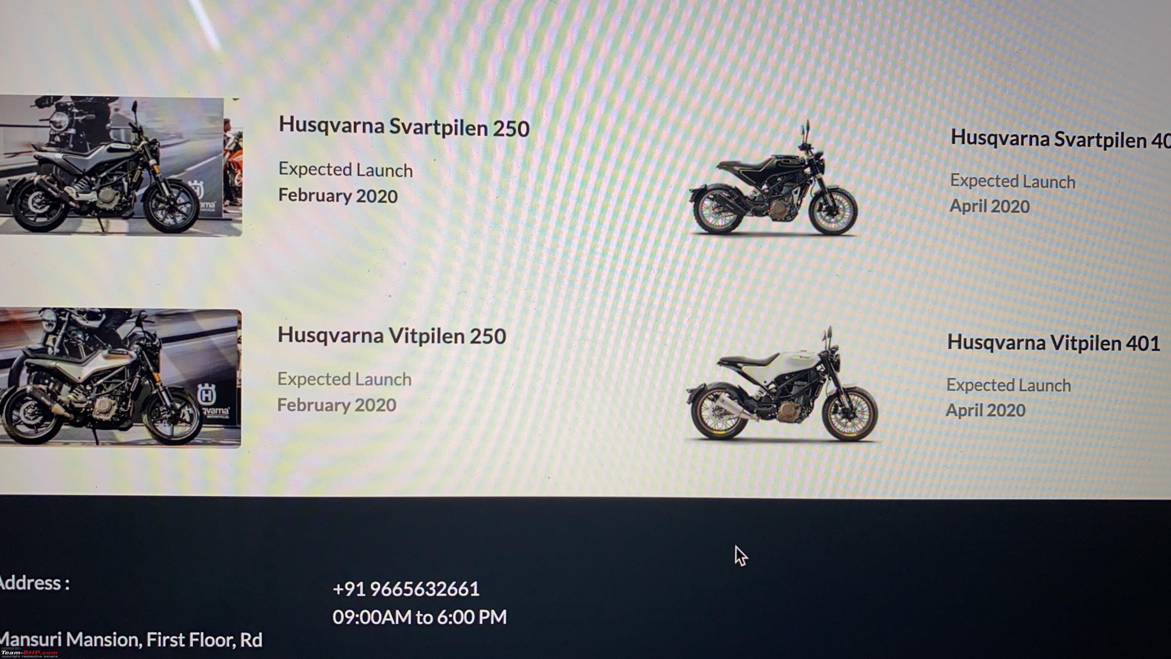 Husqvarna Vitpilen 250, Husqvarna Svartpilen 250 sales to start from  February 2020