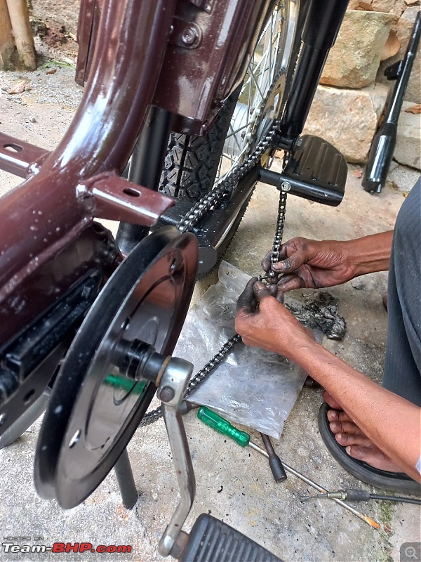 A Humble '97 TVS 50 - Restored-b-chain-being-fit.jpg