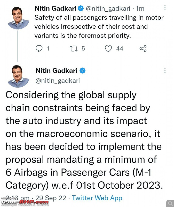 MoRTH appeals to carmakers to provide 6 airbags | EDIT: Deadline extended to Oct '23-20220929_144059.jpg