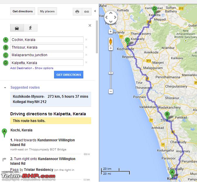 kerala tourism route map