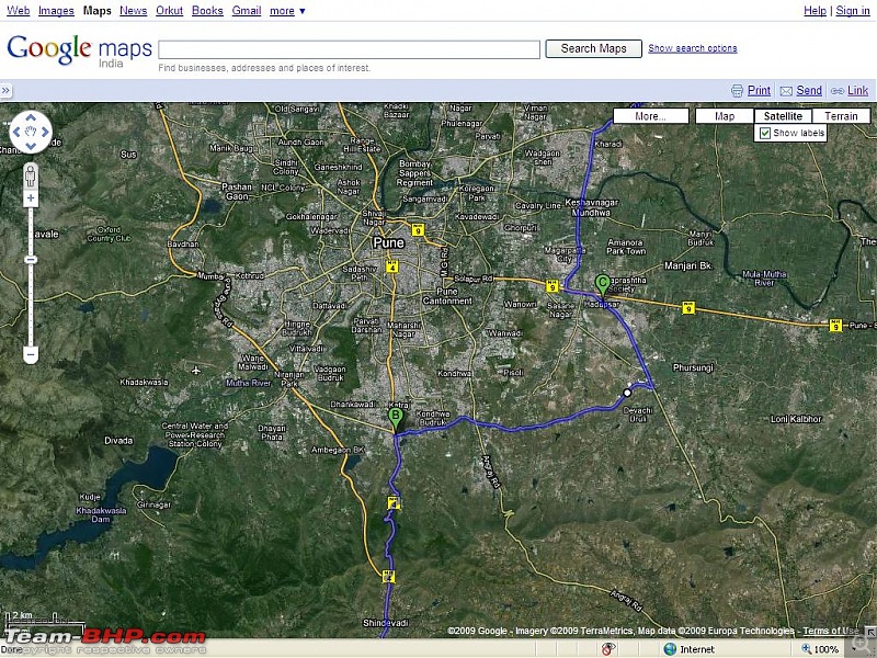 Bypassing Pune on Bangalore-Shirdi route-map.jpg