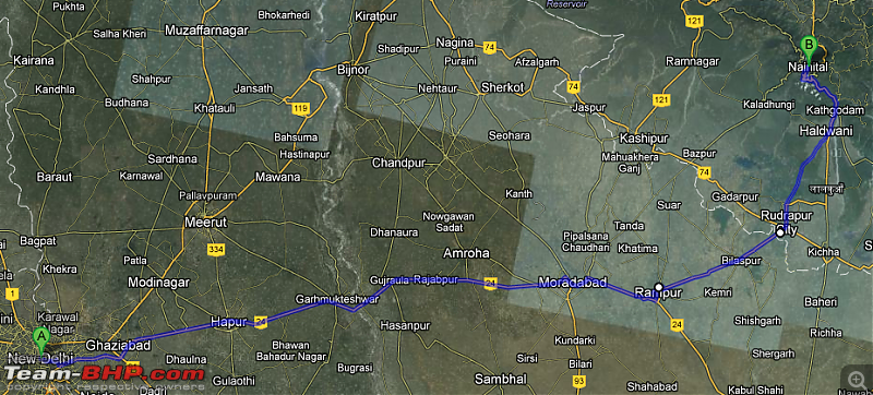 Delhi - Nainital : Route Queries-delhinainitalroute1.png