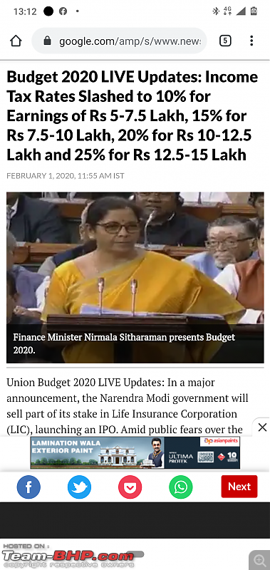 India Finance Budget 2020-21 hints at Tax rejig to increase take home salary - Yay or Nay?-screenshot_20200201131202.png