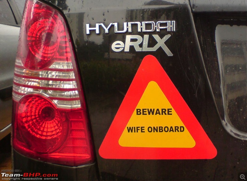 Pics of Weird, Wacky & Funny stickers / badges on cars / bikes-wifeonboard.jpg