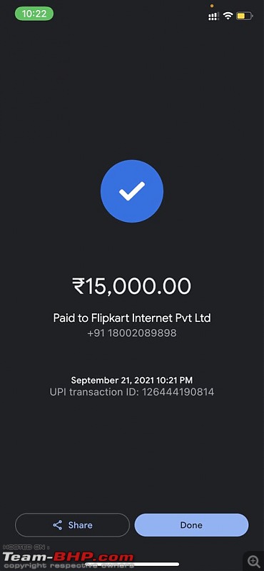 My experience in pre-ordering a Samsung Galaxy Z Fold 3 from Flipkart-gpay-confirmation-payment-successful.jpeg