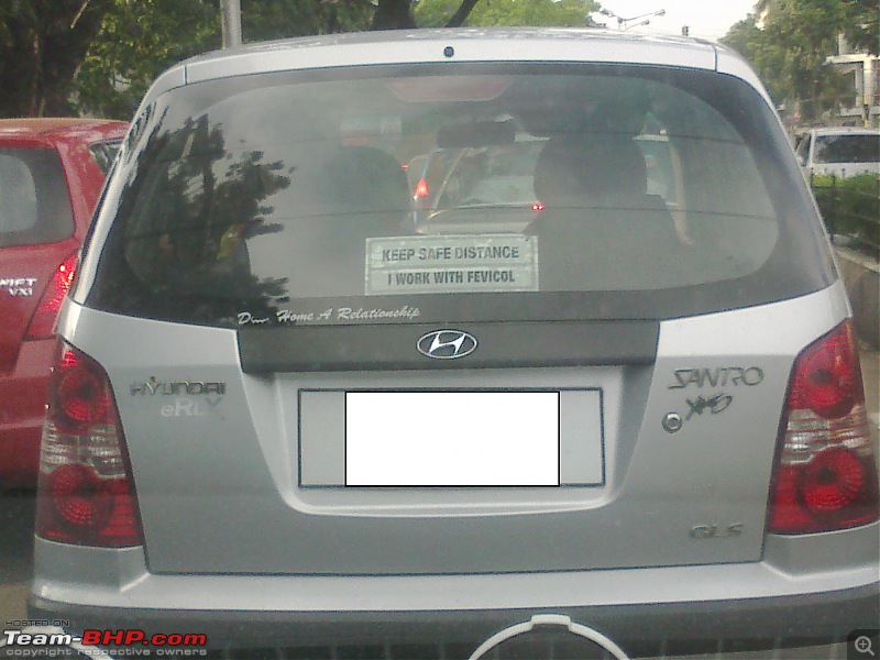 Pics of Weird, Wacky & Funny stickers / badges on cars / bikes-santro-sticker-2.jpg