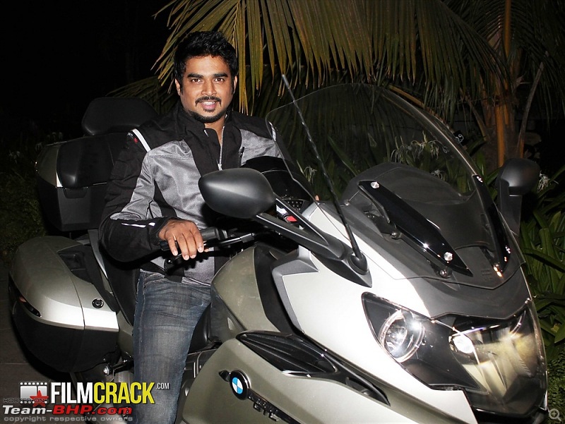 Bollywood Stars and their Cars-madhvanridesbmwbike3.jpg