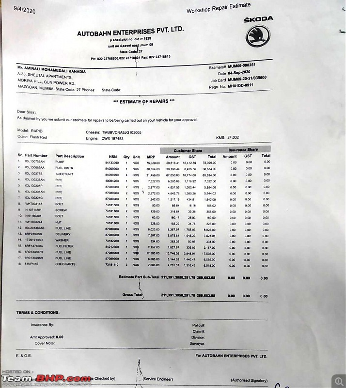 Fuel injector rusted in 2 year old Skoda Rapid within warranty! Astronomical quote from Autobahn-before-support-estimate-wa0007.jpg