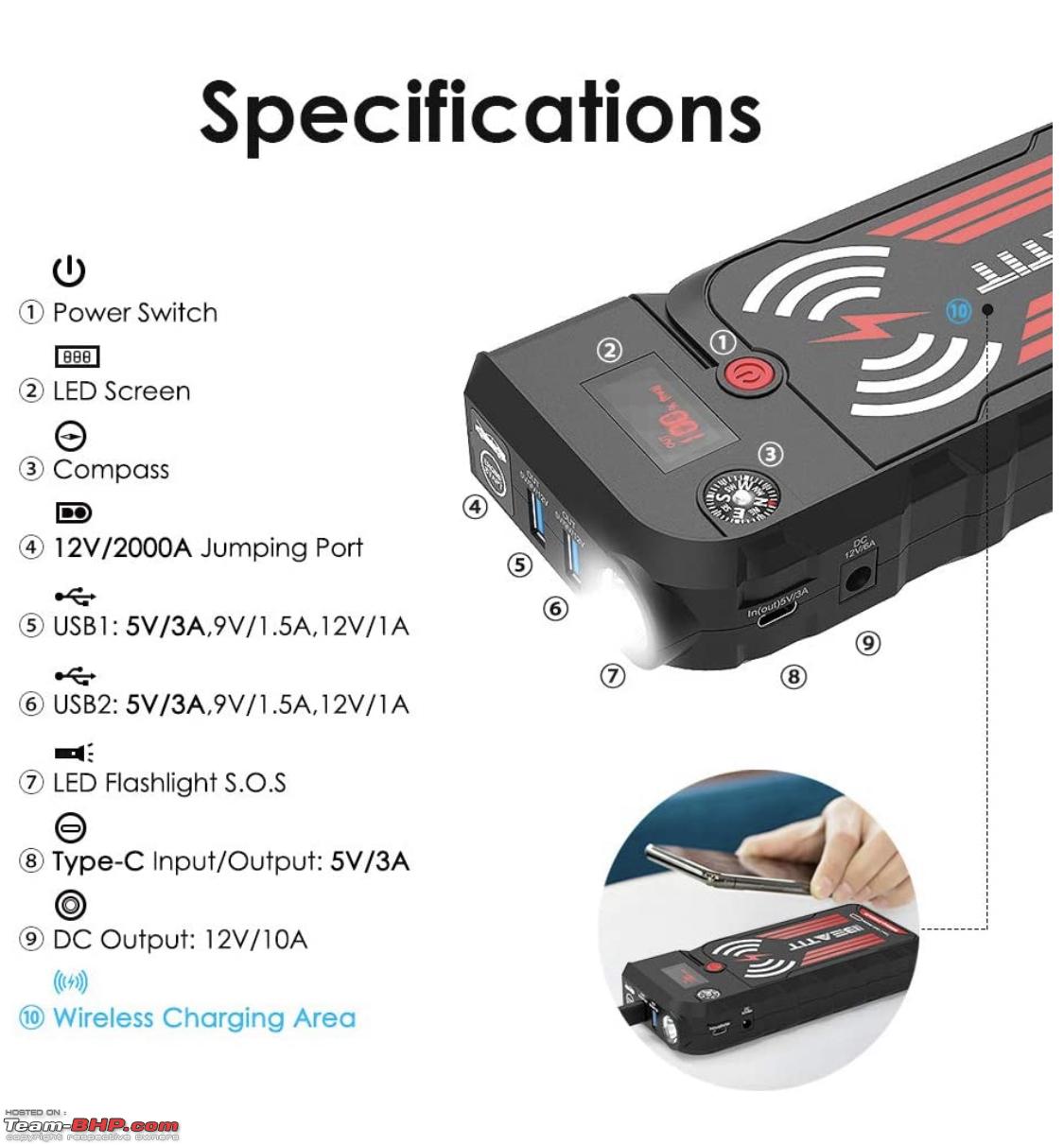 AKEN Power Bank Jump Starter JP04-600A Peak Current for Petrol