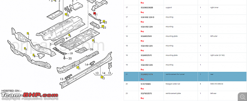 How is the 'Floor Pan Reinforcement' pipe fixed to the body on VW cars?-tiguan.png