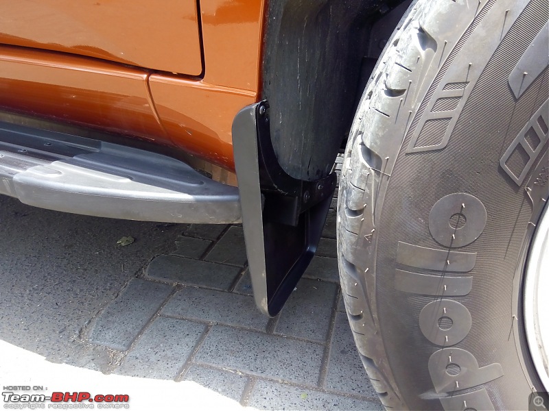 Orange Tank to conquer the road - Mahindra TUV3OO owner's perspective-rhs-front-mud-flap-another-view.jpg