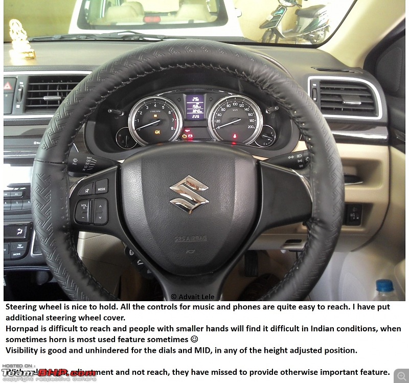 Maruti Suzuki Ciaz ZXi - Snow White comes home!-intchunky_steering.jpg