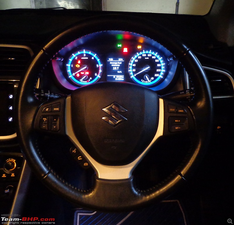 CROSSing the line: My pre-worshipped Maruti S-Cross 1.6 Alpha-055-steering-night.jpg