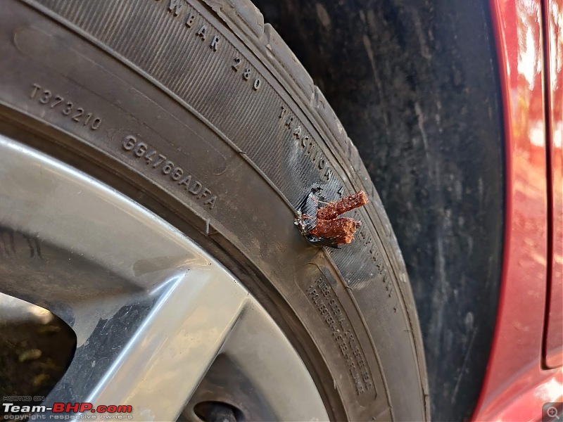 Review: Driving home our Sunset Red VW Polo Highline+ TSI Automatic-tyre-puncture.jpg