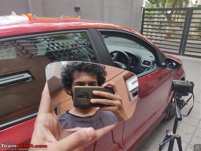Review: Driving home our Sunset Red VW Polo Highline+ TSI Automatic-convex-mirror-selfie.jpg