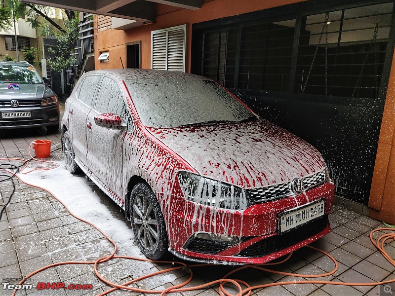 Review: Driving home our Sunset Red VW Polo Highline+ TSI Automatic-first-foam-wash.jpeg