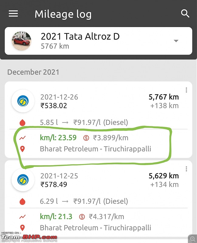 Prassy's 1st Small Tata | 2021 Altroz XZ+ 1.5L Diesel | Ownership Review | EDIT: 2 yrs/58k km update-screenshot_20211226065824_fuelio.jpg