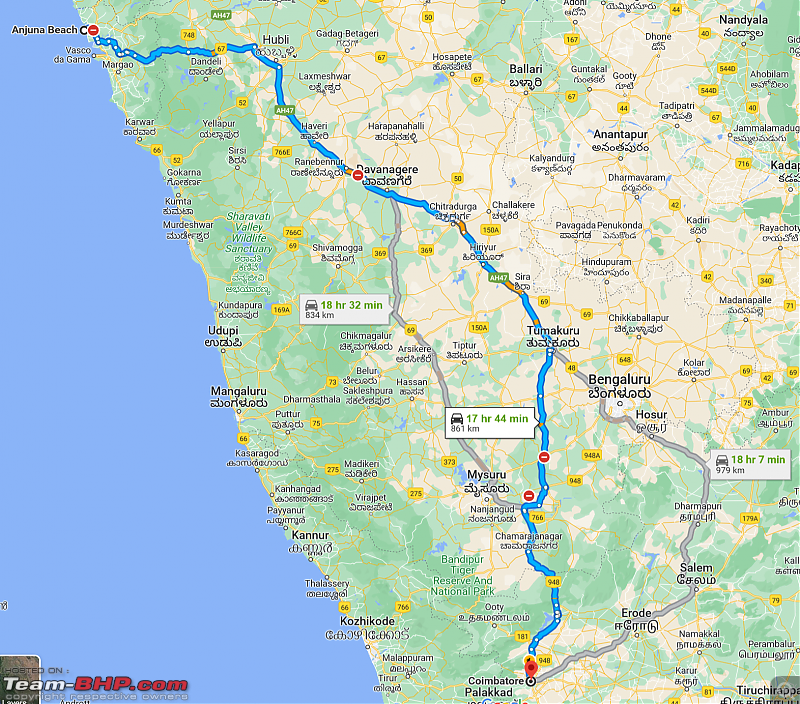 Taste of Freedom | My Mahindra Thar LX Diesel AT | 2 years & 42,000 km (Page 15)-goa-cbe-maps-route.png