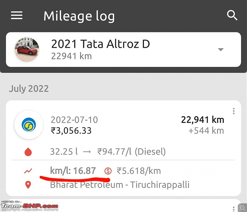 Prassy's 1st Small Tata | 2021 Altroz XZ+ 1.5L Revotorq Diesel | Ownership Review | 23,000 km update-screenshot_20220711182451_fuelio.jpg