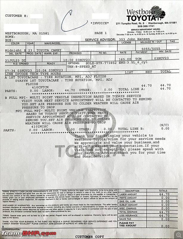 A family car | 2023 Toyota Camry TRD V6 | Ownership review | 10,000 miles & 2nd service update-service.png