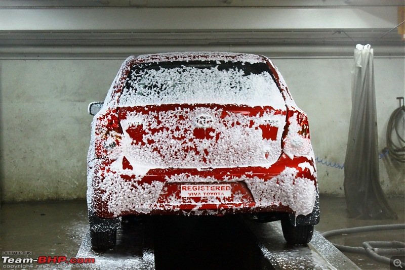 Living Tmrrw 2Day - Toyota Etios Liva G - SP Vermilion Red - 10,000 kms-foam-wash-2.jpg