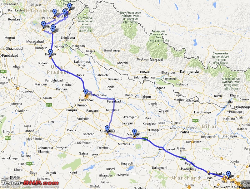 Dooars and Darjeeling from Asansol-kumaon-trip-route-map.jpg