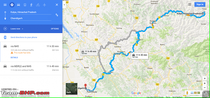Unforgettable Himachal: Chandigarh - Rampur - Sarahan - Chitkul - Kalpa - Nako in a Maruti 800-route-map-day-5.png