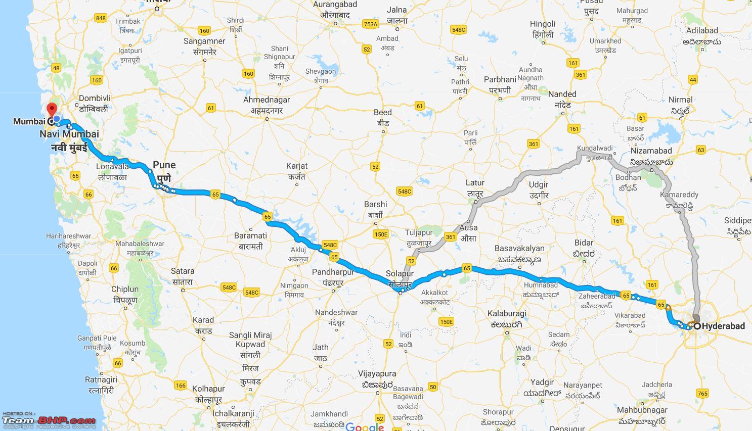 distance between hyderabad and other places in a.p