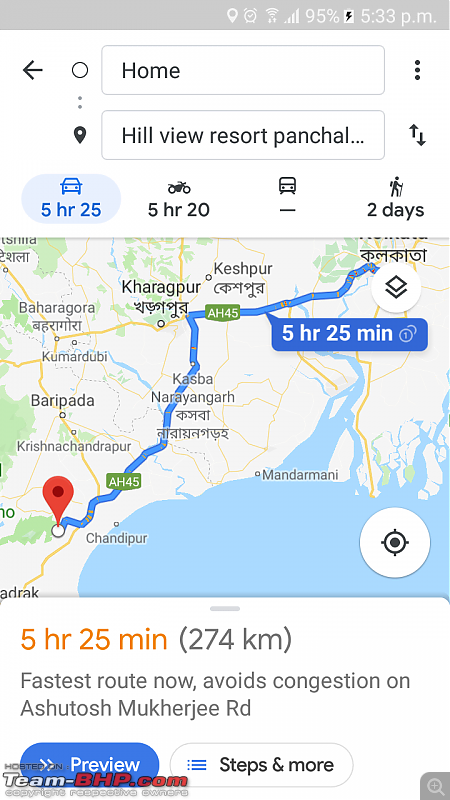 Panchalingeshwar Temple and Kuldiha forest trip, Odisha-route-map.png