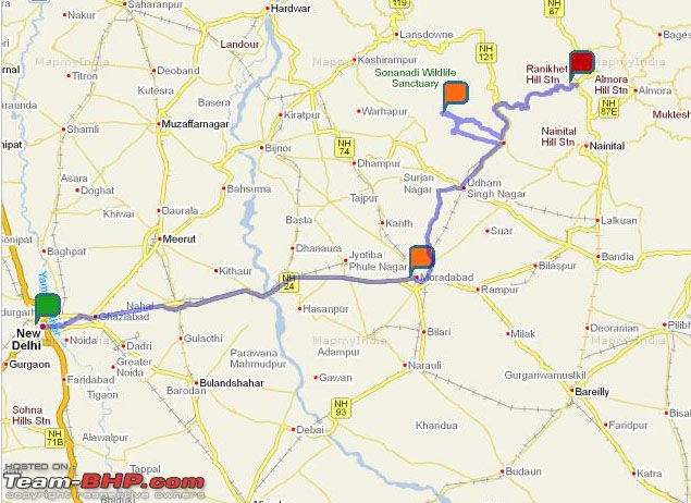 Gurgaon - Jim Corbett - Ranikhet - Gurgaon: The Unsatiated Quest-route.jpg