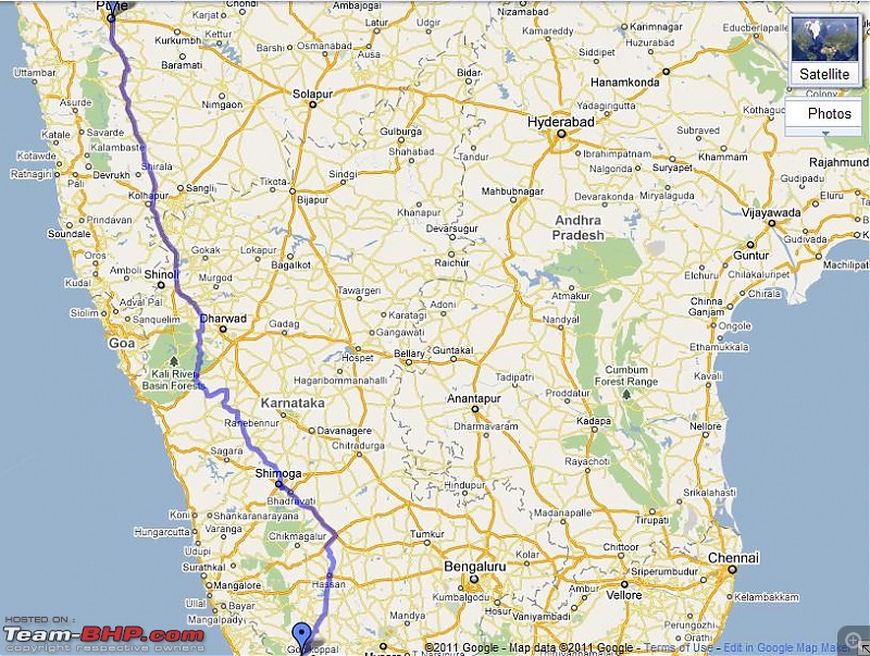 Pune to Coorg (My Eden); Coorg to Pune in a Gypsy - Travelogue-return-map.jpg