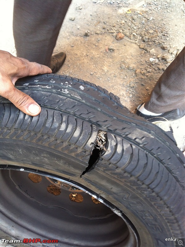 Tyre Damage - My Experience with a stock MRF Tyre on the Ford Figo-520130427-17.23.45.jpg