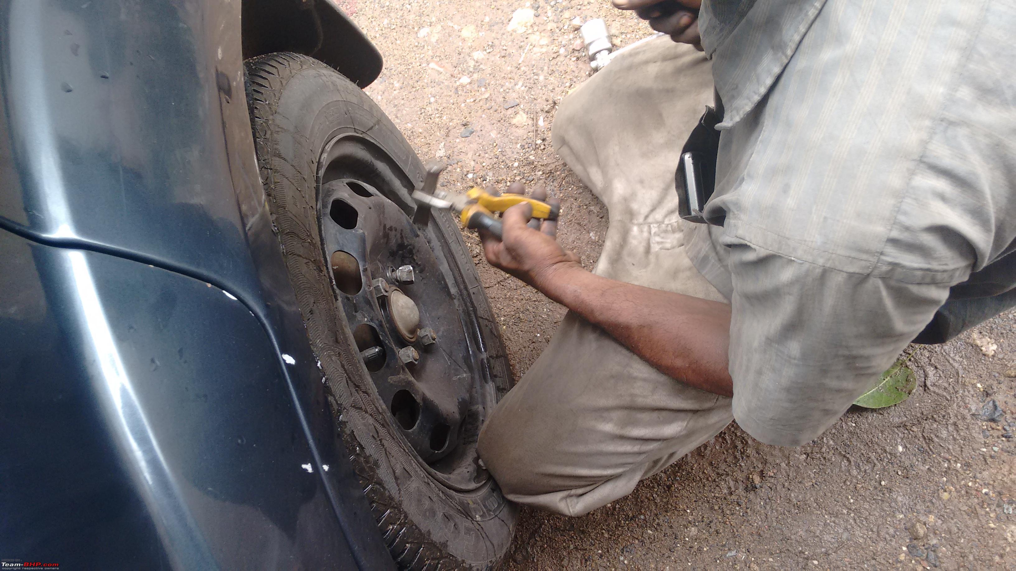 Wheel nut stuck! Tyre shop messes up threaded bolt - Team-BHP