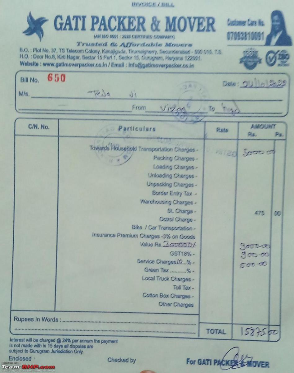 Vrl bike transport cost online