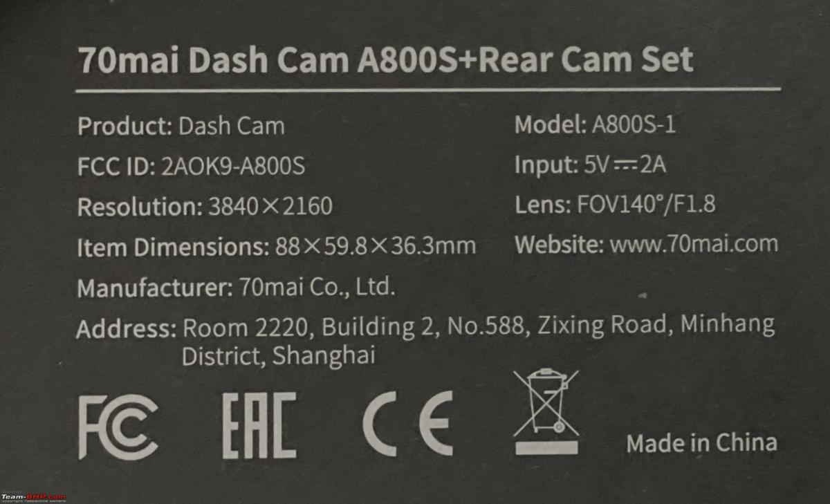 70 Mai DashCam Pro Plus+Rear Camera Set