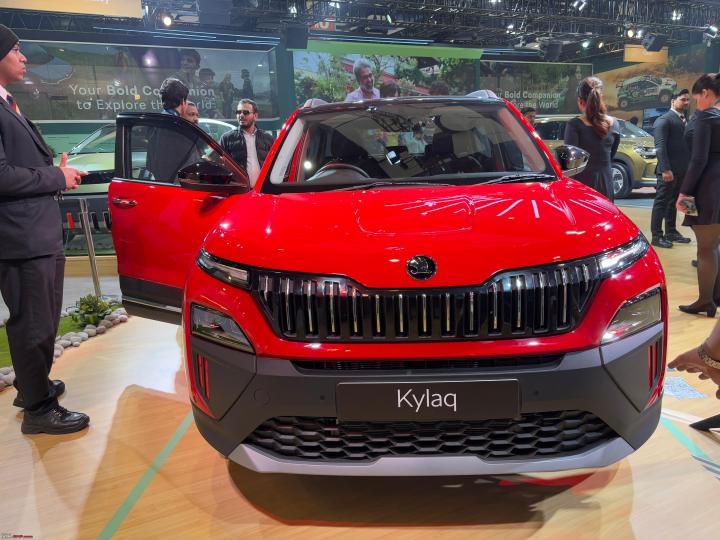 Skoda Kylaq showcased at the Bharat Mobility Expo, 2025 