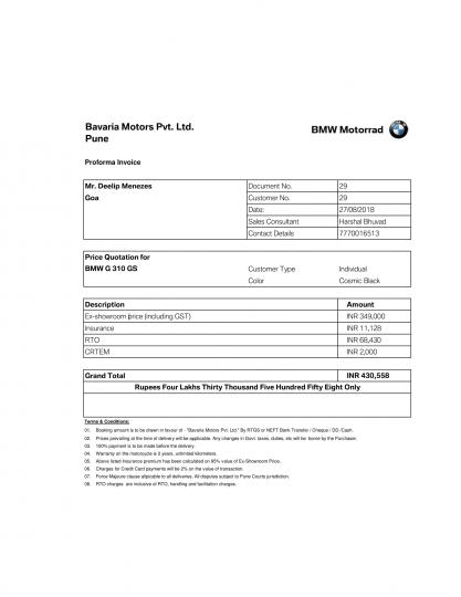 Bavaria Motors, BMW - Rs. 15000 illegal charge 