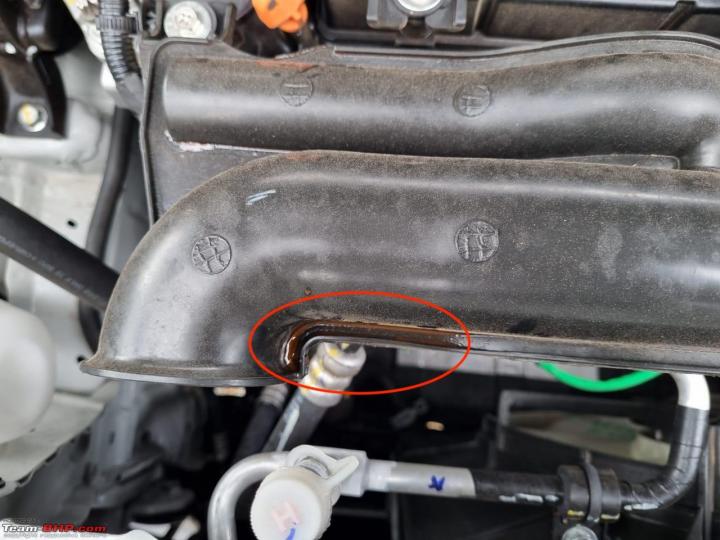 Pink fluid in my 2 month old Brezza's bonnet area: What could it be? 