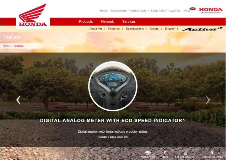 Honda Activa 5G listed on website. Priced at Rs. 52,460 