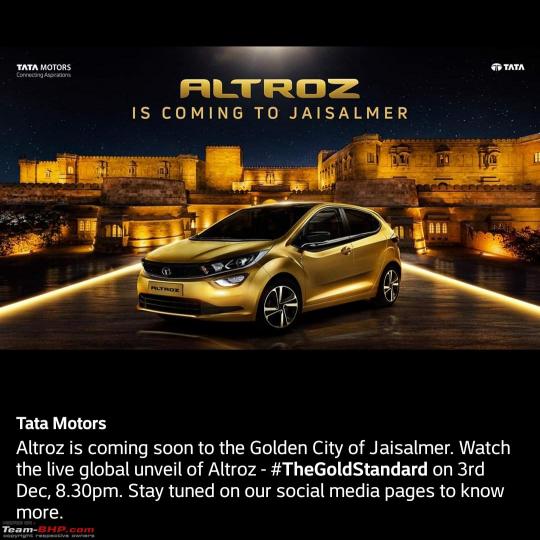 Watch the Tata Altroz global unveiling on 3rd December 