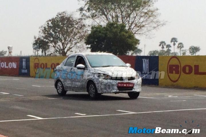 Tata Kite compact sedan testing at a race track 