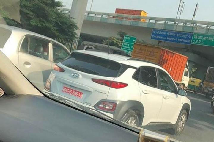 Hyundai Kona electric SUV spied in India 
