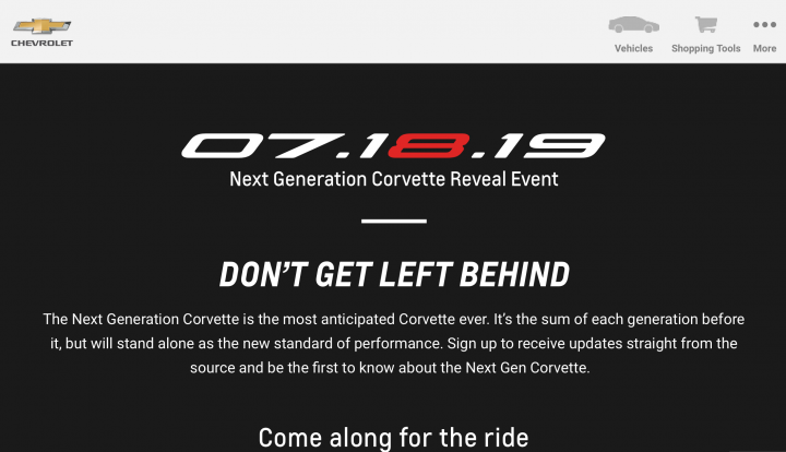 Mid-engined Corvette C8 to debut on July 18, 2019 